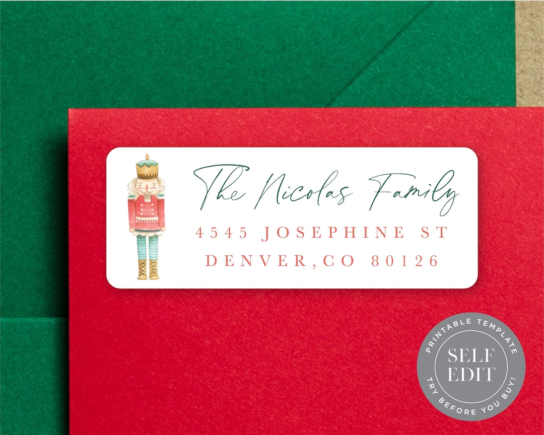Nutcracker Address Label Template Christmas Return Address Label