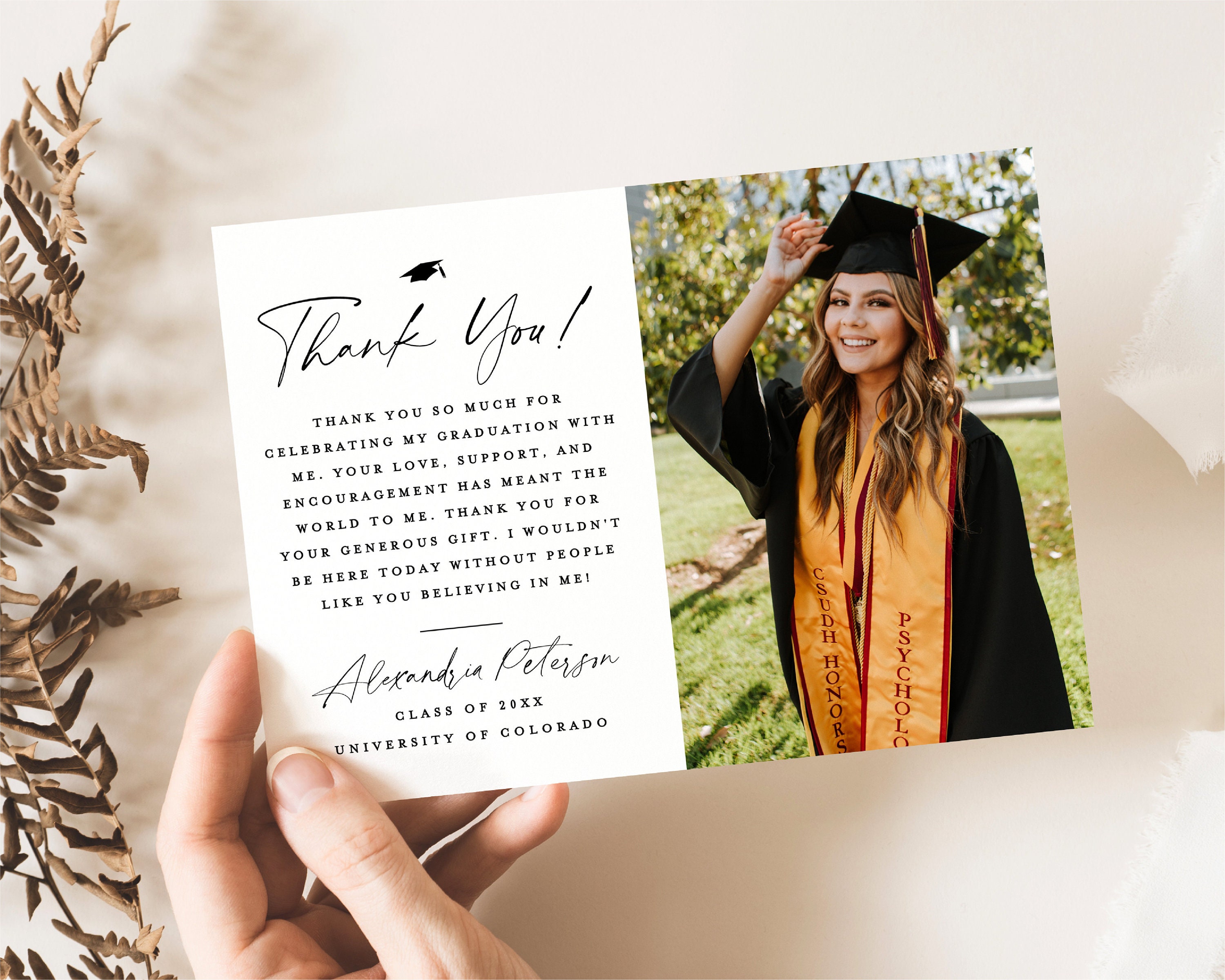 Graduation Photo Card Thank You Template Minimalist (Instant Download) -  Etsy