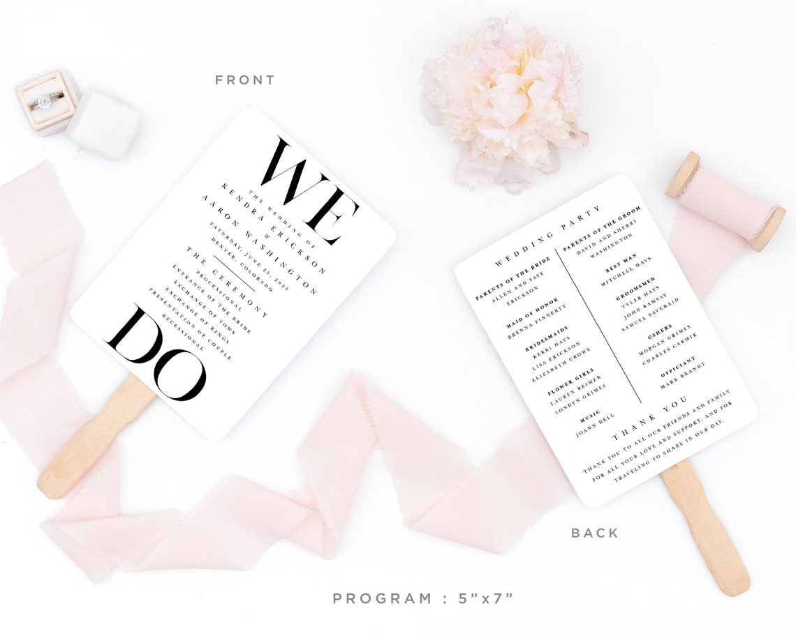 Fan Printable Wedding Program Template Fan or Flat Classic - Etsy
