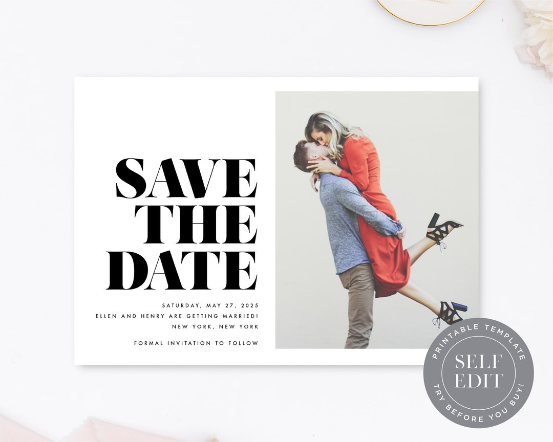 Printable Save the Date Template, Industrial Save the Date, Black and ...