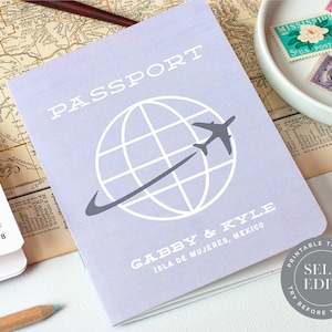 Passport Wedding Invitation Template: Multi-Page Destination Wedding (Digital Download)