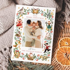 12 Days of Christmas Photo Card Template, Holiday Photo Card Printable, DIY Christmas Card, 5x7, Corjl Editable Instant Download, CHR-004 image 2
