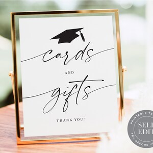 Sjabloon afstuderen kaarten en geschenken, afstudeerfeest kaarten en geschenken tafelbord afdrukbaar, 5 x 7 of 8 x 10, Corjl bewerkbaar direct downloaden