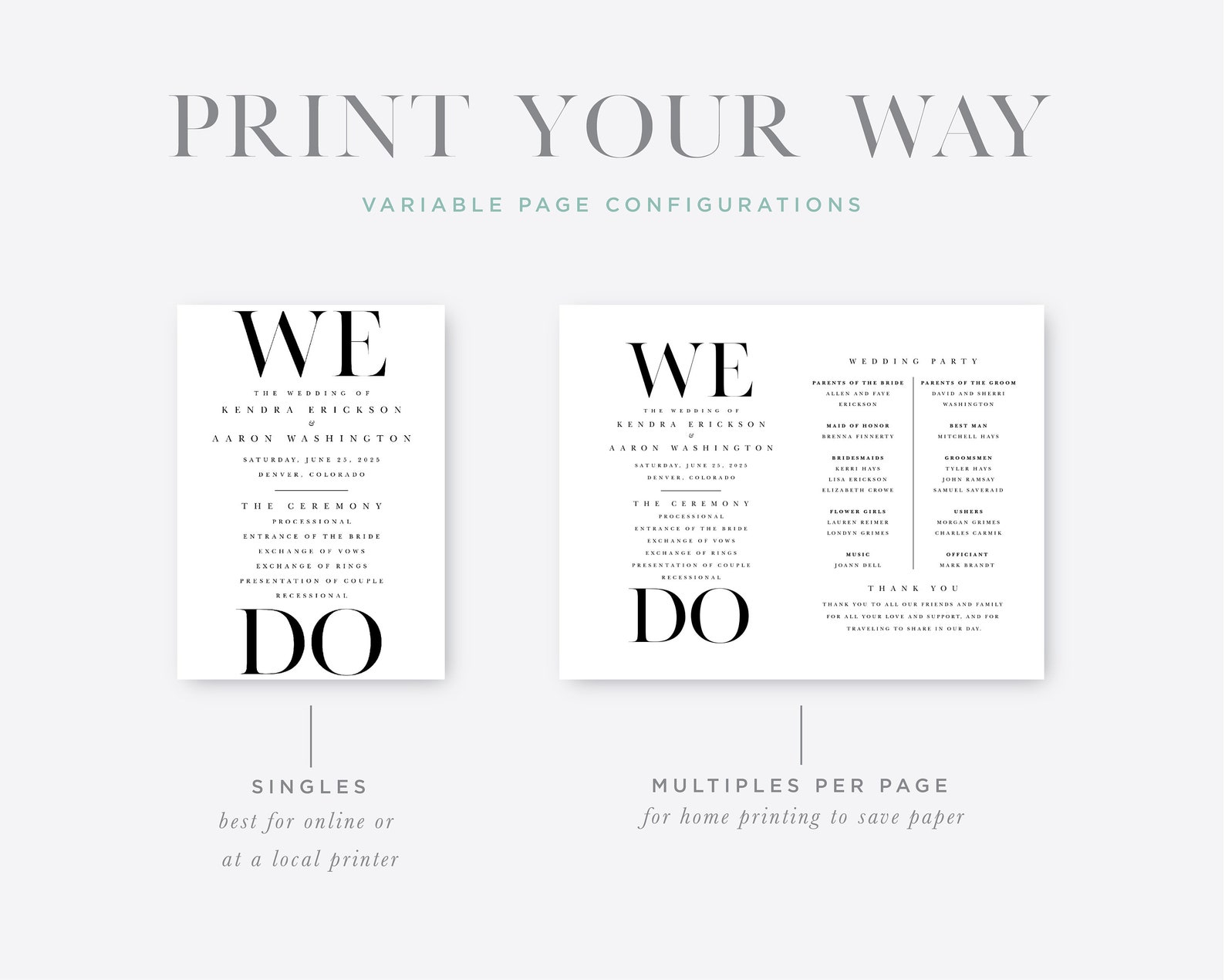 Fan Printable Wedding Program Template Fan or Flat Classic | Etsy