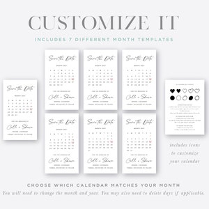 Calendar Digital Save the Date Template, Electronic Save the Dates, Text, Social Media, Email, Instagram, Instant Download, STD-P06 image 5