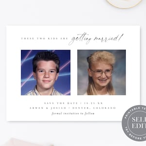 Kind Foto Save the Date Vorlage, Minimalistisches Kindheitsfoto Save the Date druckbar, Größe 5x7, Corjl bearbeitbar Instant Download, STD-P15