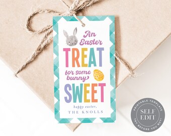 An Easter Treat for Some Bunny Sweet Tag Template, Easter Classroom Gift Tag, Easter Basket Tag Printable, 2"x3.5" Corjl Editable Download