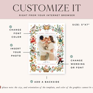 12 Days of Christmas Photo Card Template, Holiday Photo Card Printable, DIY Christmas Card, 5x7, Corjl Editable Instant Download, CHR-004 image 5