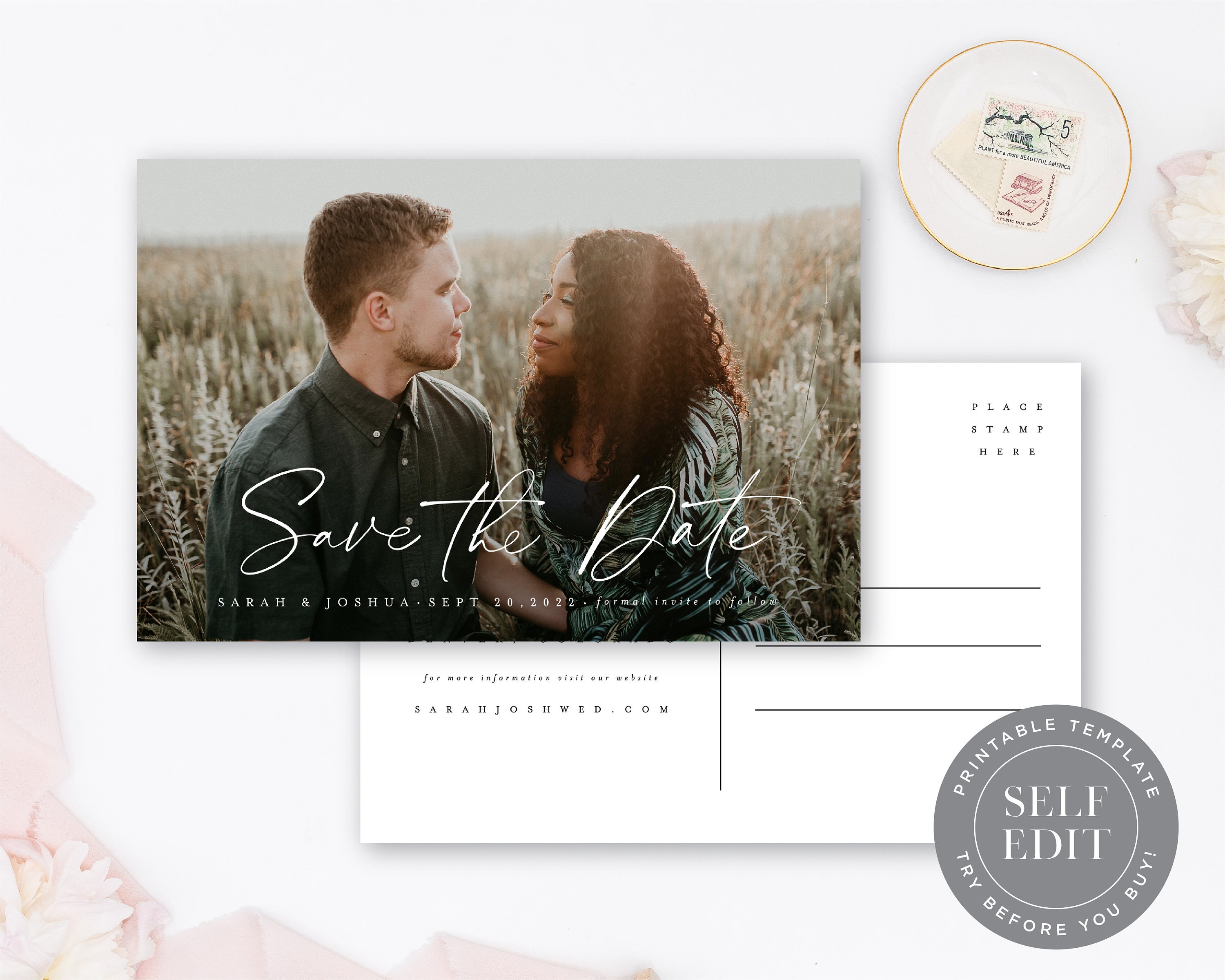 Save the Date Photo Postcard Template Minimalist Postcard | Etsy