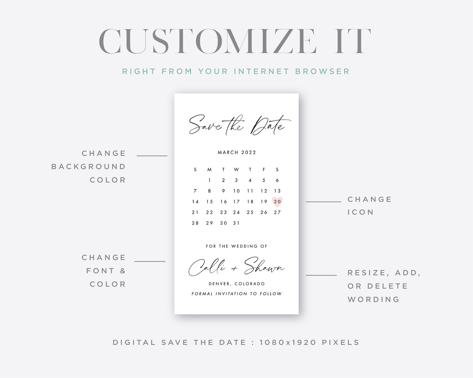 Calendar Digital Save the Date Template Electronic Save the | Etsy