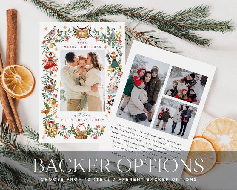 12 Days of Christmas Photo Card Template, Holiday Photo Card Printable, DIY Christmas Card, 5x7, Corjl Editable Instant Download, CHR-004 image 3