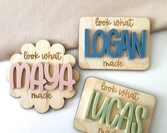 Custom "Look What I Made" Fridge Magnets | Kids Artwork Display | Personalized Name Magnet | Gift for Kids & Parents