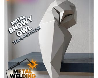 DIY metal snowy owl welding sculpture template,digital low poly snowy owl,dxf,pdo,files for cnc plasma or laser cutting
