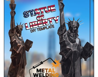 DIY metal Statue of Liberty welding sculpture template,digital low poly Statue of Liberty,dxf,pdo,files for cnc plasma or laser cutting