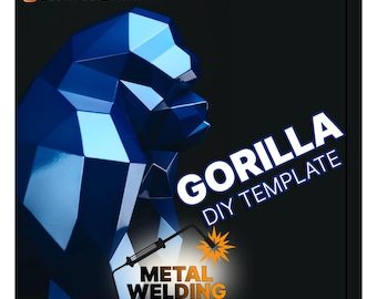 Low Poly Gorilla Metal Sculpture DXF Plans – Digital Welding Template for CNC/Plasma Cutter