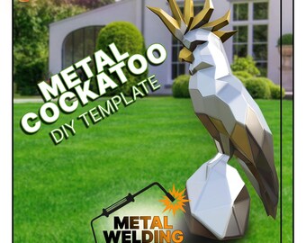 DIY metal cockatoo welding sculpture template,digital low poly cockatoo,dxf,pdo,files for cnc plasma or laser cutting