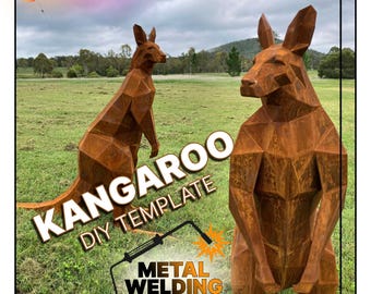 DIY Low Poly Kangaroo – Digital Welding Pattern | CNC DXF Plasma Cut Files | Metal Template