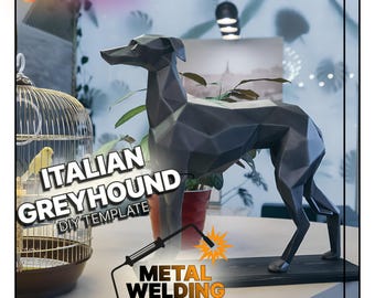 DIY metal Italian Greyhound welding sculpture template,digital low poly Italian Greyhound,dxf,pdo,files for cnc plasma or laser cutting