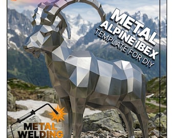 DIY metal ibex welding sculpture template,digital low poly ibex,dxf,pdo,files for cnc plasma or laser cutting