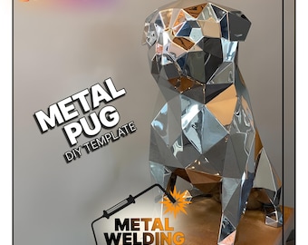 Low Poly pug dog Metal Sculpture DXF Plans – Digital Welding Template for CNC/Plasma Cutter