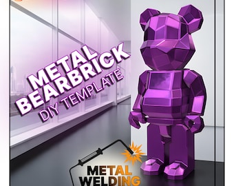 DIY metal BearBrick welding sculpture template,digital low poly BearBrick,dxf,pdo,files for cnc plasma or laser cutting
