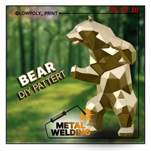 DIY metal bear welding sculpture template,digital low poly bear,dxf,pdo,files for cnc plasma or laser cutting