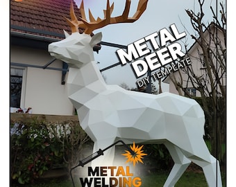 Metal deer,Polygonal metal welding pattern,handmade deer in metal,Metal Sculptures PDF DXF,Paper deer,Low Polygonal deer