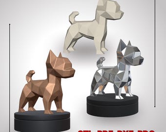 Chihuahua dog STL for 3D Printing,Chihuahua papercraft model,metal welding dog
