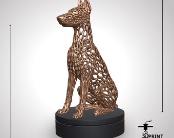 Doberman dog voronoi style 3D Printable STL File – High Quality Digital Model for 3D Printing
