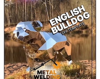 Low Poly English bulldog Metal Sculpture DXF Plans – Digital Welding Template for CNC/Plasma Cutter