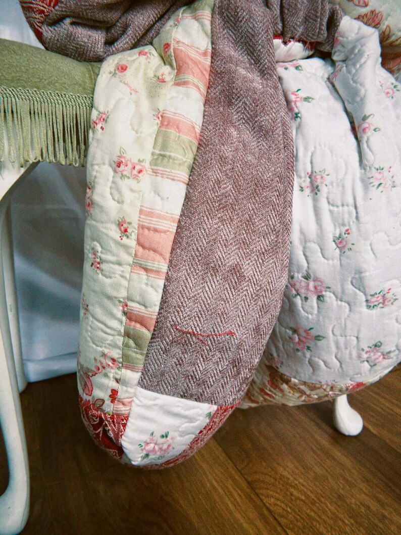 Oversized Pink Patchwork Bow Pillow - Handmade, Upcycled, One of a Kind ...