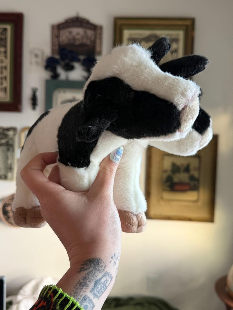 Two headed Calf plushie with piercings alternative gift image 3