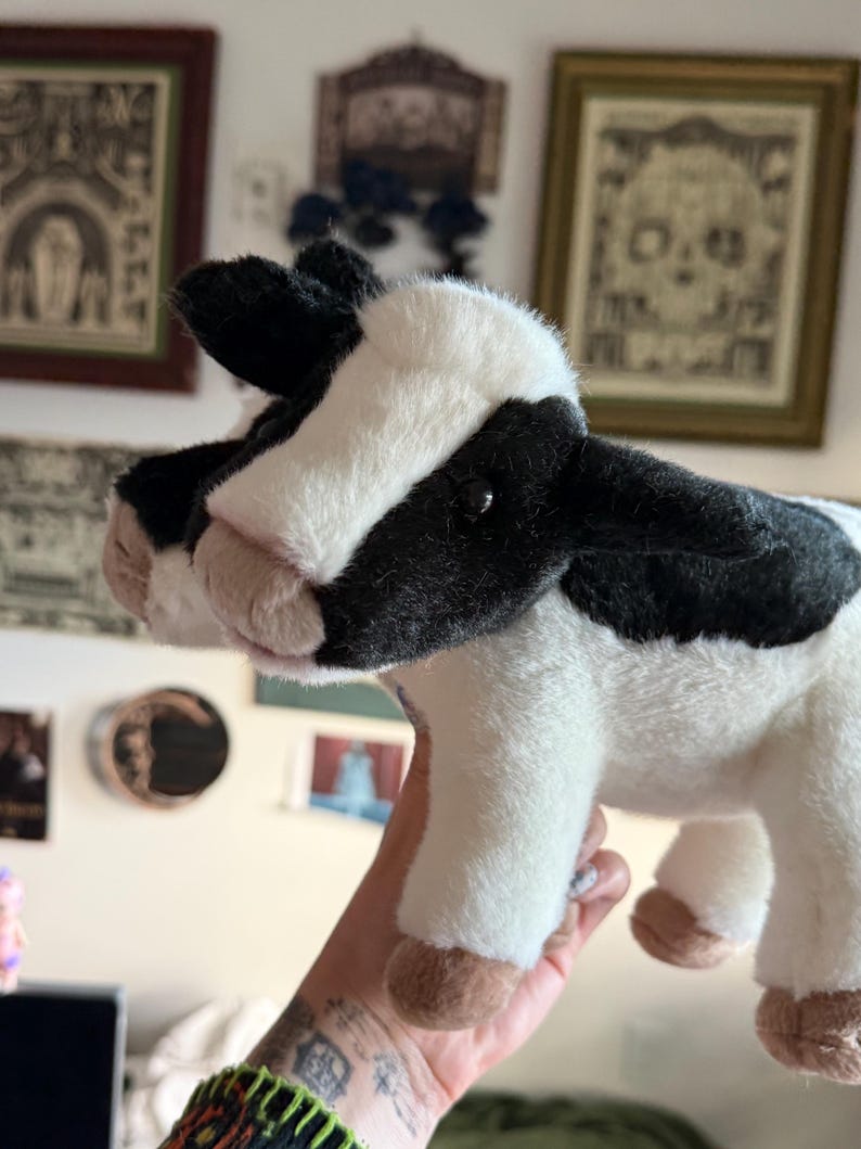 Two headed Calf plushie with piercings alternative gift image 2