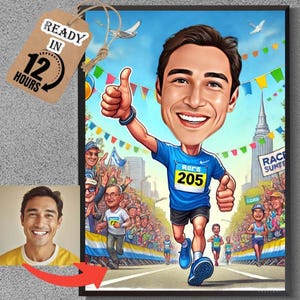 Custom Marathon Runner Runner Gifts For Him RUNNER CARTOON CARICATURE Caricature Drawing, Caricature Gift for Runner, Running Sprinter, Run