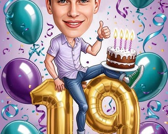 Caricatura per il 19° compleanno: regalo ritratto personalizzato
