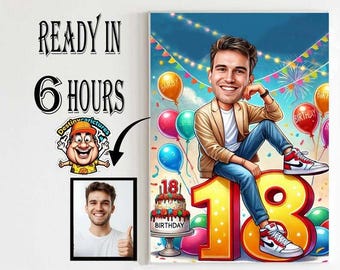 Caricatura personalizzata per il 18° compleanno: regalo con illustrazione personalizzata