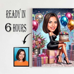 Gepersonaliseerde verjaardagskarikatuur: gepersonaliseerd cadeau cartoonportret