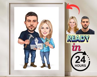 Benutzerdefinierte Paar Karikatur Porträt: Verlobungsgeschenk