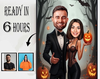 Ritratto caricaturale personalizzato di uno scheletro di Halloween: arte digitale spettrale