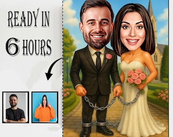 Lustige Hochzeitskarikatur, Benutzerdefinierte Paar Porträt, Jubiläumsgeschenk
