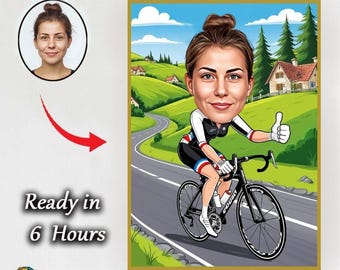 Ritratto di caricatura di ciclista personalizzato: regalo personalizzato per motociclisti