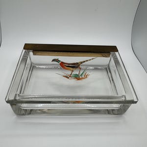 Glass metal hand painted pheasant box. 3D effect pheasant. Great condition. Gorgeous box.
