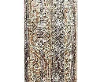 Tree Of Life Door Hand Carved Door Interior Barn Door Wall Art Sculpture Vintage Indian Boho Carving Custom Artisan Barndoor 80x36in
