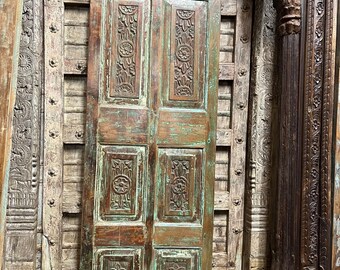 Antique Hand-Carved Spanish Door | Solid Wood Door | Vintage Single Door | Custom | Rustic Ranch Farmhouse | Interior Exterior Door 80x26in