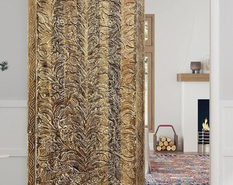 Tree Of Life Door Hand Carved Door Interior Barn Door Wall Sculpture Vintage Indian Carving Custom Artisan Barndoor 96x42in