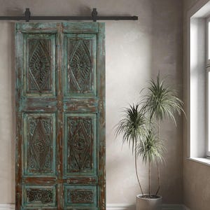 Antique Carved Single French Door | One Of A Kind | Vintage Hinged Door | Custom | Rustic Farmhouse Interior Exterior Ranch Barn Door 80x38