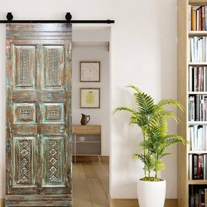 Antique Hand-Carved Spanish Door | Solid Wood Single Door |  Barn Door | Custom | Rustic Ranch | Interior Exterior Door| Wall Art 80x25.25
