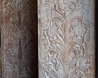 Natural Wooden Tree of Life Wall Panel – Handcrafted Rustic Barn Door Decor 84x36