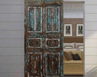 Antique Hand-Carved Spanish Door | Solid Wood | Vintage Single Door | Custom | Rustic Ranch Farmhouse | Interior Exterior Door 80x34.5in