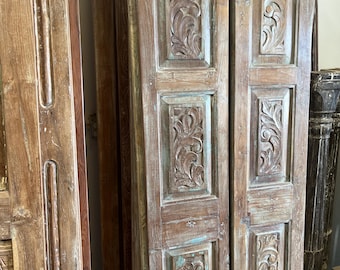 Antique Carved Wood Double Doors – Vintage Modern Farmhouse Pantry Barn Door 80x28